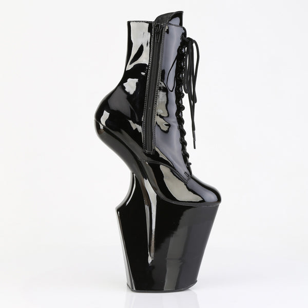 WORSHIP-1020 Plateau Stiefeletten Ponyheel Schwarz Lack | Pleaser
