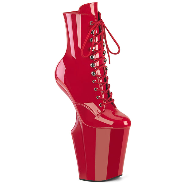 WORSHIP-1020 Plateau Stiefeletten Ponyheel Rot | Pleaser