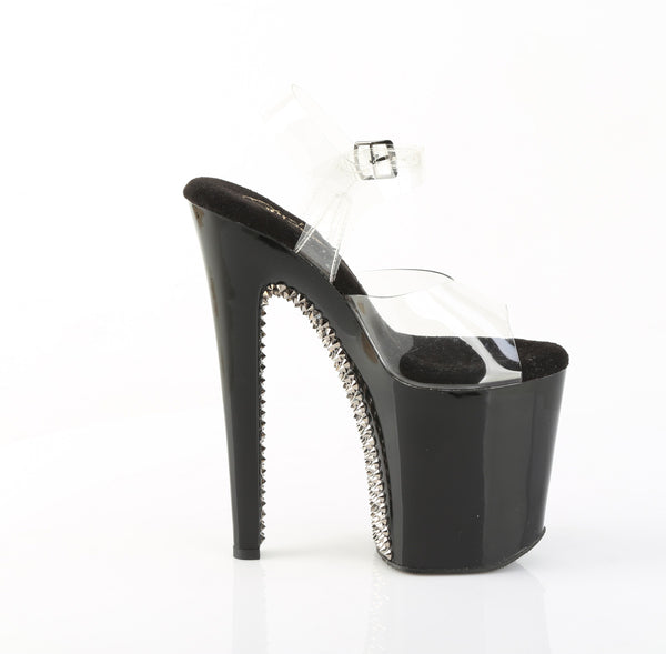 XTREME-808SPRS Plateau Sandaletten Schwarz Lack mit Nieten | Pleaser