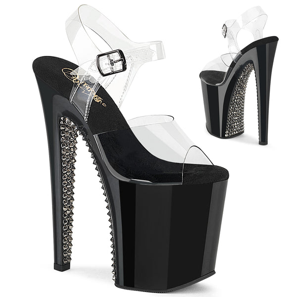 XTREME-808SPRS Plateau Sandaletten Schwarz Lack mit Nieten | Pleaser