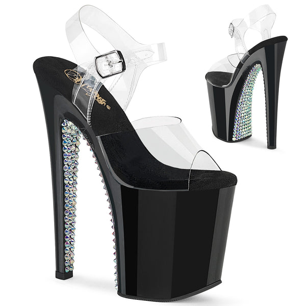 XTREME-808SPRS Plateau Sandaletten Schwarz mit Nieten | Pleaser
