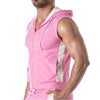 Ärmellose Zip-Hoodie Weste Pink mit Kontraststreifen & Kapuze | TOF Paris