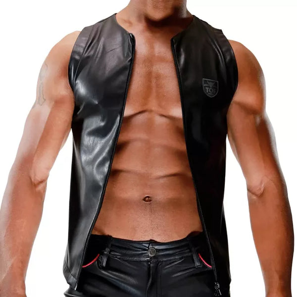 Schwarzes Fetish Tank Top mit markantem Reißverschluss von TOF Paris – Ansicht 6