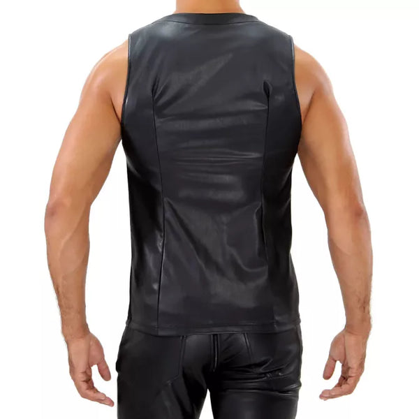 Schwarzes Fetish Tank Top mit markantem Reißverschluss von TOF Paris – Ansicht 4