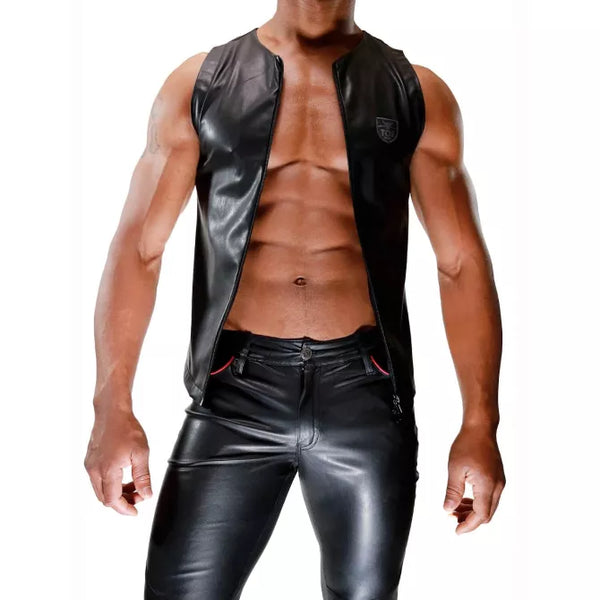 Schwarzes Fetish Tank Top mit markantem Reißverschluss von TOF Paris – Ansicht 7